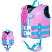 Gogokids front view of swim vest showing secure fit and buoyancy benefits