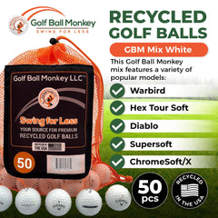 Golf Ball Monkey close-up of ball logo highlighting brand compatibility and usable markings
