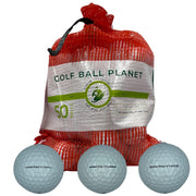 Golf Ball Planet mesh bag filled with 50 balls showing organized transport benefit