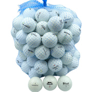 Golf Ball Planet front view of two mesh bags showing 100 balls and affordable volume benefit