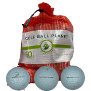 Golf Ball Planet front view mesh bag showing 50 used Pro V1 balls and convenience
