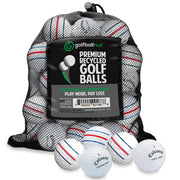 GolfBall Nut front pack showing 48 used Callaway balls and savings benefit