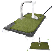 Golfupp front view trainer showing full mat and adjustable height - stable practice setup