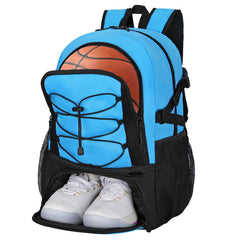 Goloni front view of blue backpack showing overall storage and pockets benefit