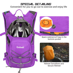 Goloni pack in use on trail demonstrating hands-free hydration and stability