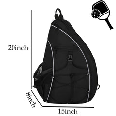 Goloni sling bag side view with deep water bottle pocket securing tall bottles