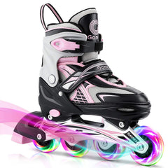 Gonex front view of skates showing structured shell and comfy padding
