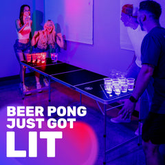 GoPong LED lighting close-up highlighting illuminated cup targets for night play