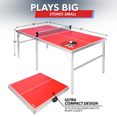 GoSports folded table compact profile with handles for easy one-person transport