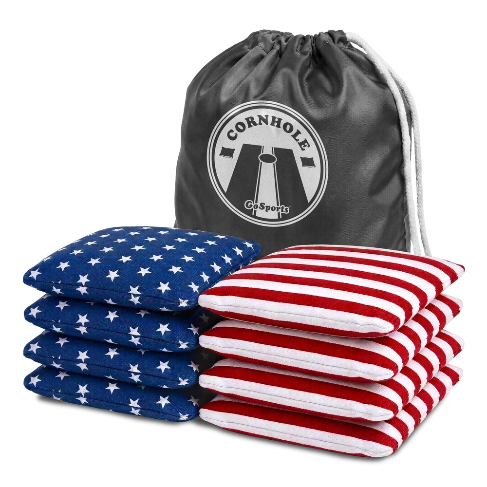 GoSports front view of stars and stripes bags showing durable play-ready design