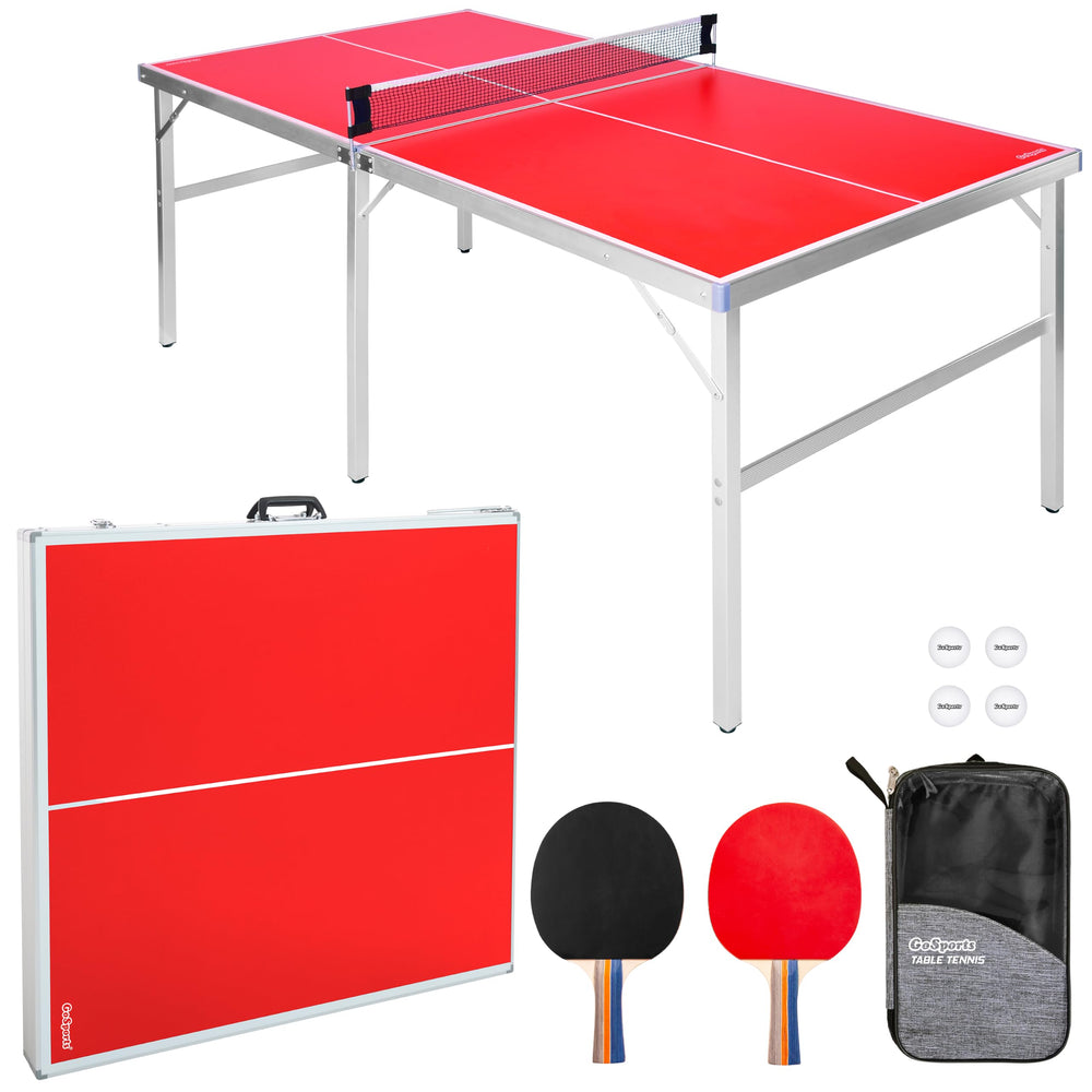 GoSports front view of midsize table showing stable frame and play surface for compact spaces