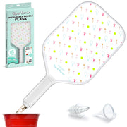 GoSports paddle flask front view showing realistic paddle look and 20 oz capacity benefit