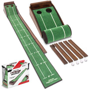 GoSports putting ramp front view showing full 9 ft surface and cups for reliable practice