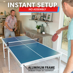 GoSports table in play with players rallying demonstrating smooth bounce