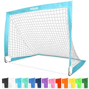 GoSports front view of pop-up soccer goal showing vibrant team tone color and quick setup benefit