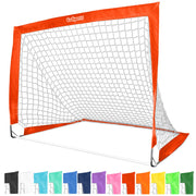 GoSports front view of red 4x3 ft goal showing complete frame and net for backyard practice