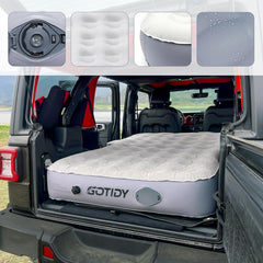 GOTIDY inflated mattress in Jeep Wrangler interior, maximizes vehicle sleeping space