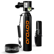 GOYOJO mini scuba tank front packaging showing bright Obsidian Orange visibility