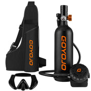 GOYOJO mini scuba tank front view showing compact design and travel benefit