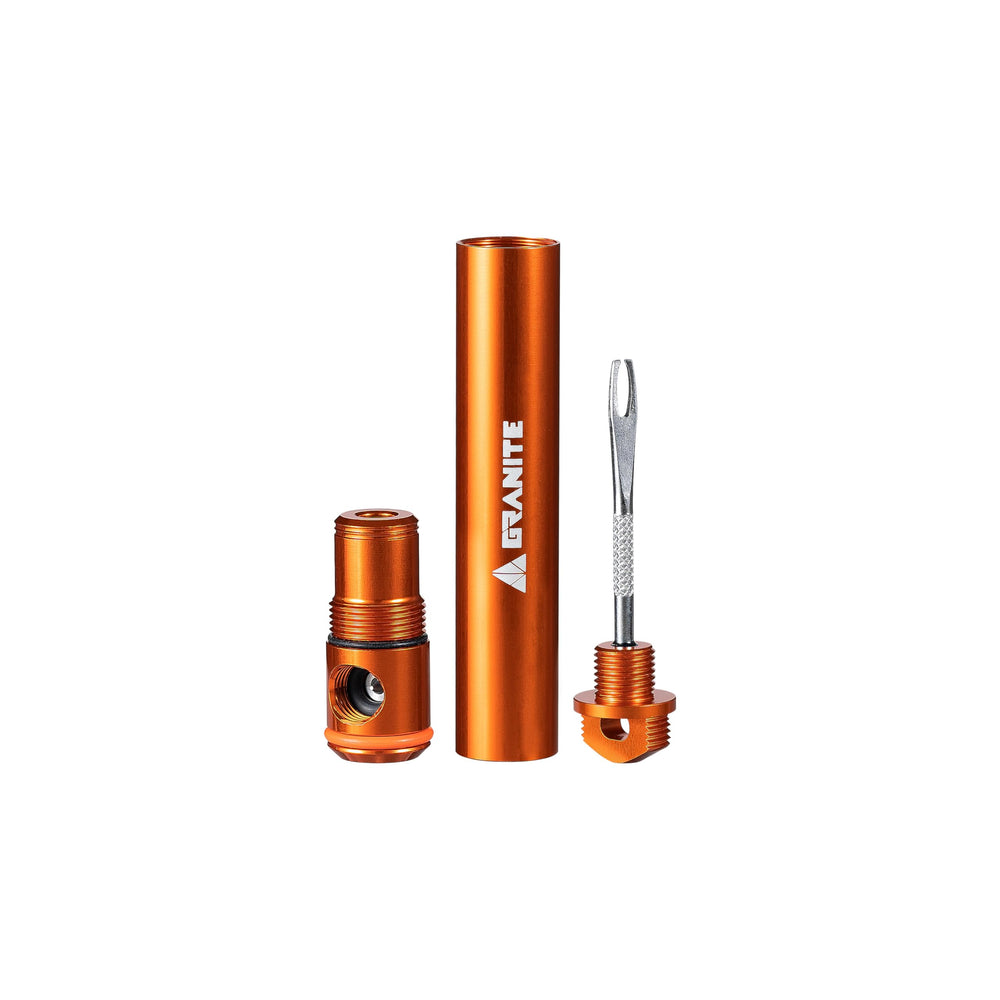 Granite front view of orange Suture Aero tool showing compact design and fast repairs