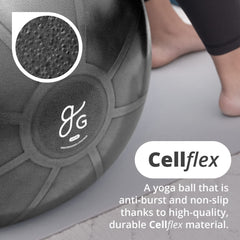 Greater Goods ball in use for yoga pose demonstrating stability and core engagement benefit