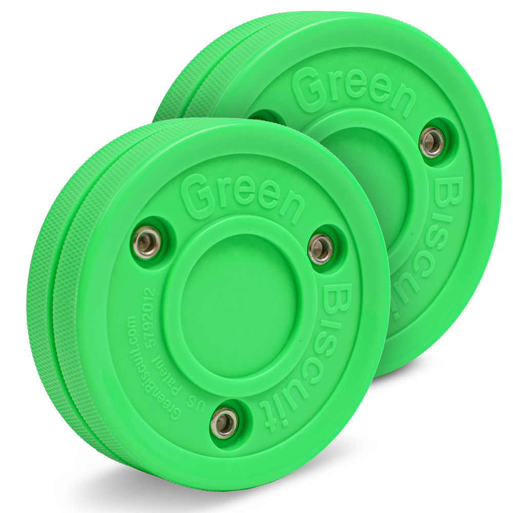Green Biscuit front packaging showing two pucks and brand for easy identification