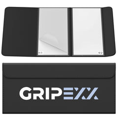 GRIPEXX front view of folded black traction mat showing compact design and portability