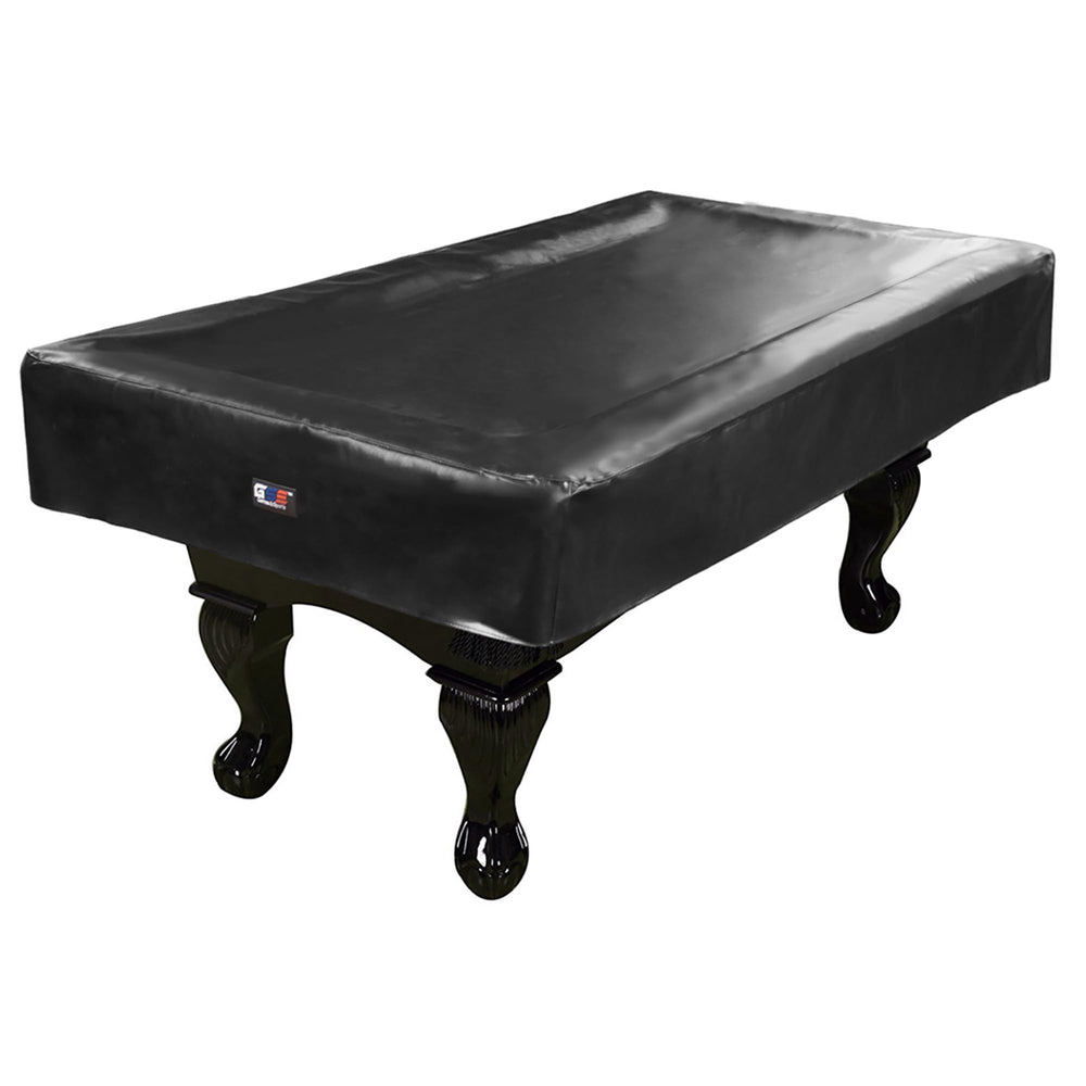 GSE front view of 8ft black cover protecting table visibly