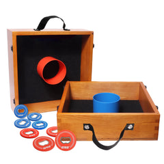 GSE Games & Sports Expert front view of oak wood targets, durable outdoor play