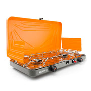 GSI Outdoors Selkirk 540+ front view showing compact two-burner design and portability