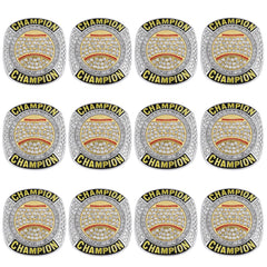 guancrown front view ring showing baseball motif and polished plating, ideal for team awards