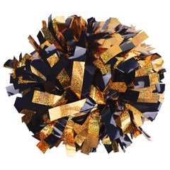 GUIFIER front view of black and gold pom poms showing vibrant team colors and shine
