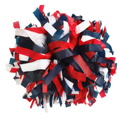 GUIFIER front view of navy red white pom poms showing full colorful streamers and baton handles