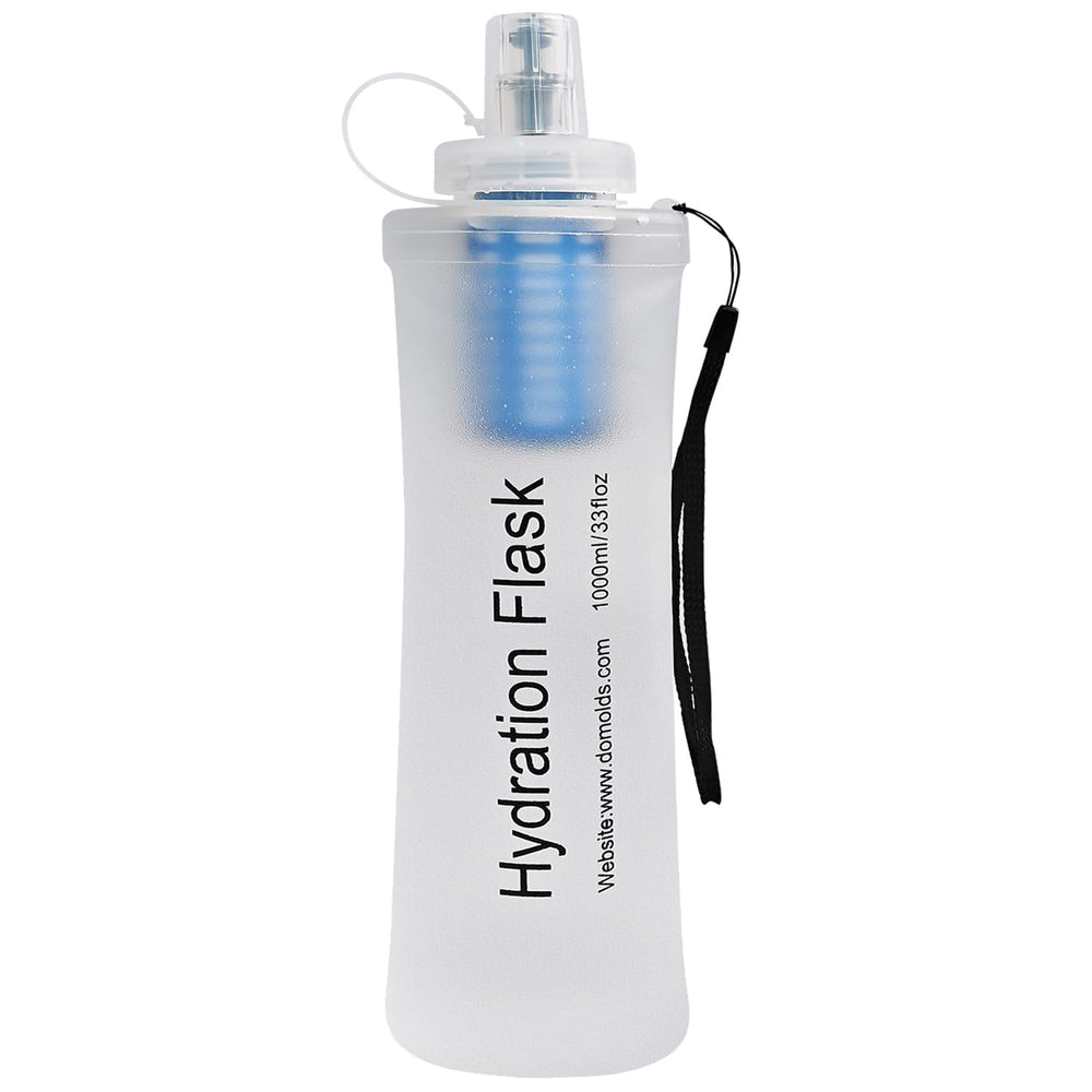 GUYI bottle front view showing white collapsible design and capacity benefit