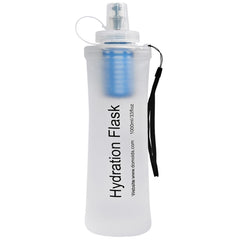 GUYI bottle front view showing white collapsible design and capacity benefit
