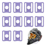 GY goalie mask clip front packaging showing ten purple replacement buckles for quick repairs