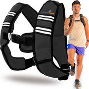 GYMNASTICS POWER front view of vest showing form-fitting design and reflective strip for safety