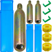 HAINEAO front packaging showing three CO₂ cartridges and blue box for easy replacement