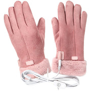 HANABASS front view of pink heated gloves showing design and fit benefit warmth
