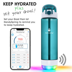 HANDYSPRING close-up of spinning LED light ring, provides visible drinking reminders