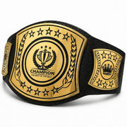 HANDSY championship belt front view showing bold plates and prestigious appearance