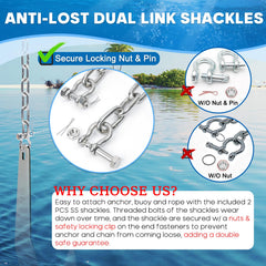 hannger chain in use on pontoon boat adding weight and improved anchor hold benefit