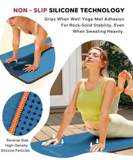 HAPBEAR towel laid on yoga mat in studio showing non-slip performance