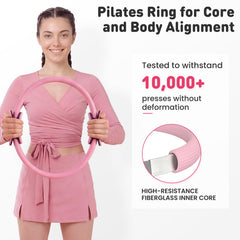 happylum ring and small ball paired to illustrate core and inner-thigh activation exercises