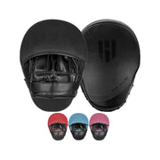 Hawk Sports front view boxing mitt showing full striking surface and durable leather benefit: clear target visibility