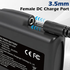 Hczykya closeup of the 3.5mm female DC jack showing secure garment connection