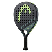 HEAD racket front view showing dark green design and beginner-friendly look