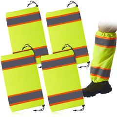Hercicy front view of four-piece green gaiter pack showing bright visibility