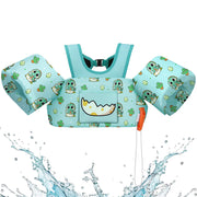 HeySplash front view of toddler swim vest showing secure fit and cheerful print for confident play