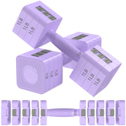 Hezeyferg front view of adjustable dumbbells showing compact storage and quick weight selection